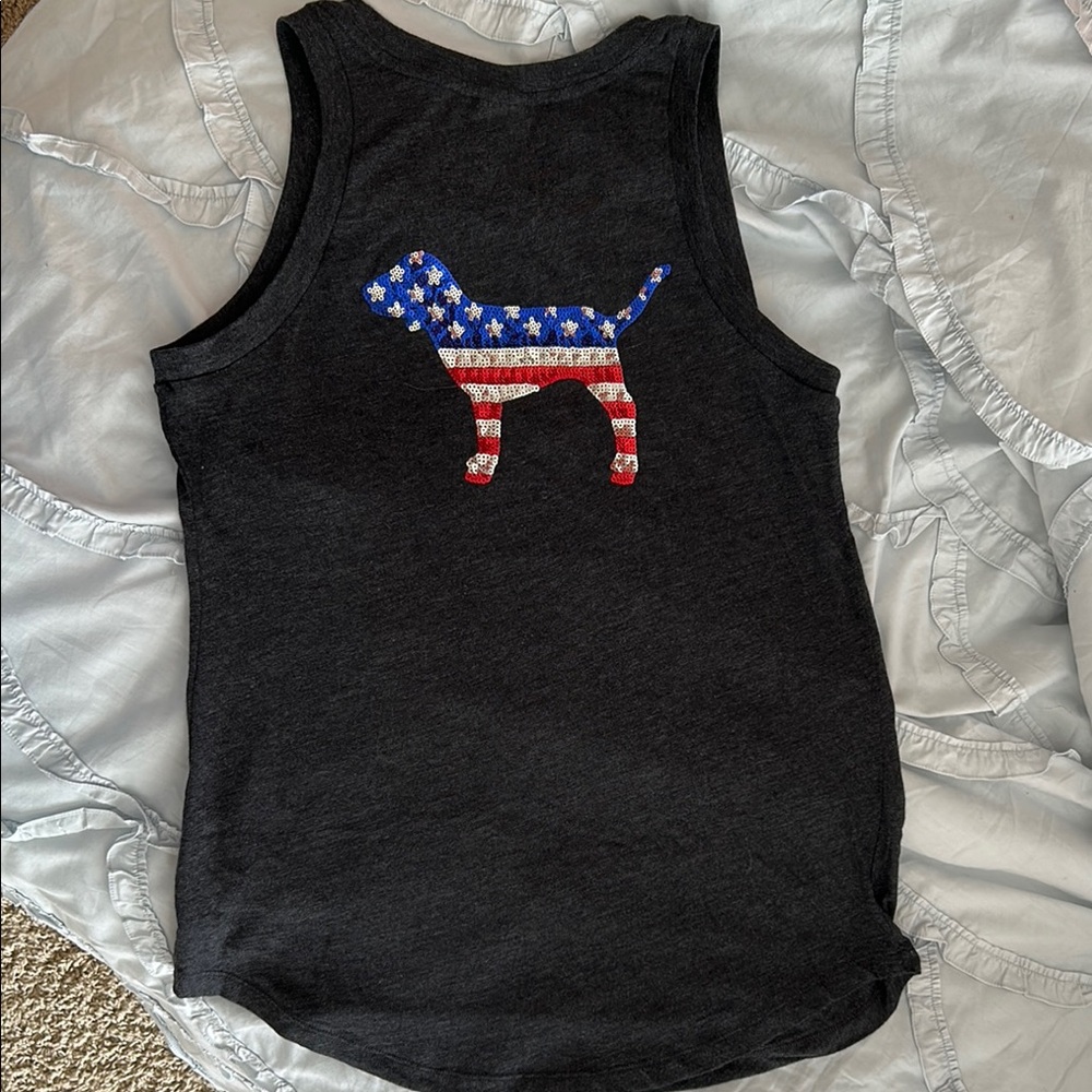 PINK Victoria's Secret Tank Top with American Flag Dog
